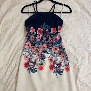 Guess Cocktail Dress, navy with pink flowers